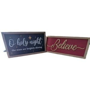 Lot of 2 Target Christmas Wall Plaques "Believe" and "O Holy Night" New w/Tags